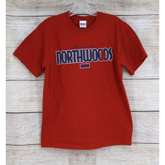 VINTAGE Perrin Adult Pro Weight Cotton Crew Neck T-Shirt Size Medium Burnt Red - Picture 1 of 7